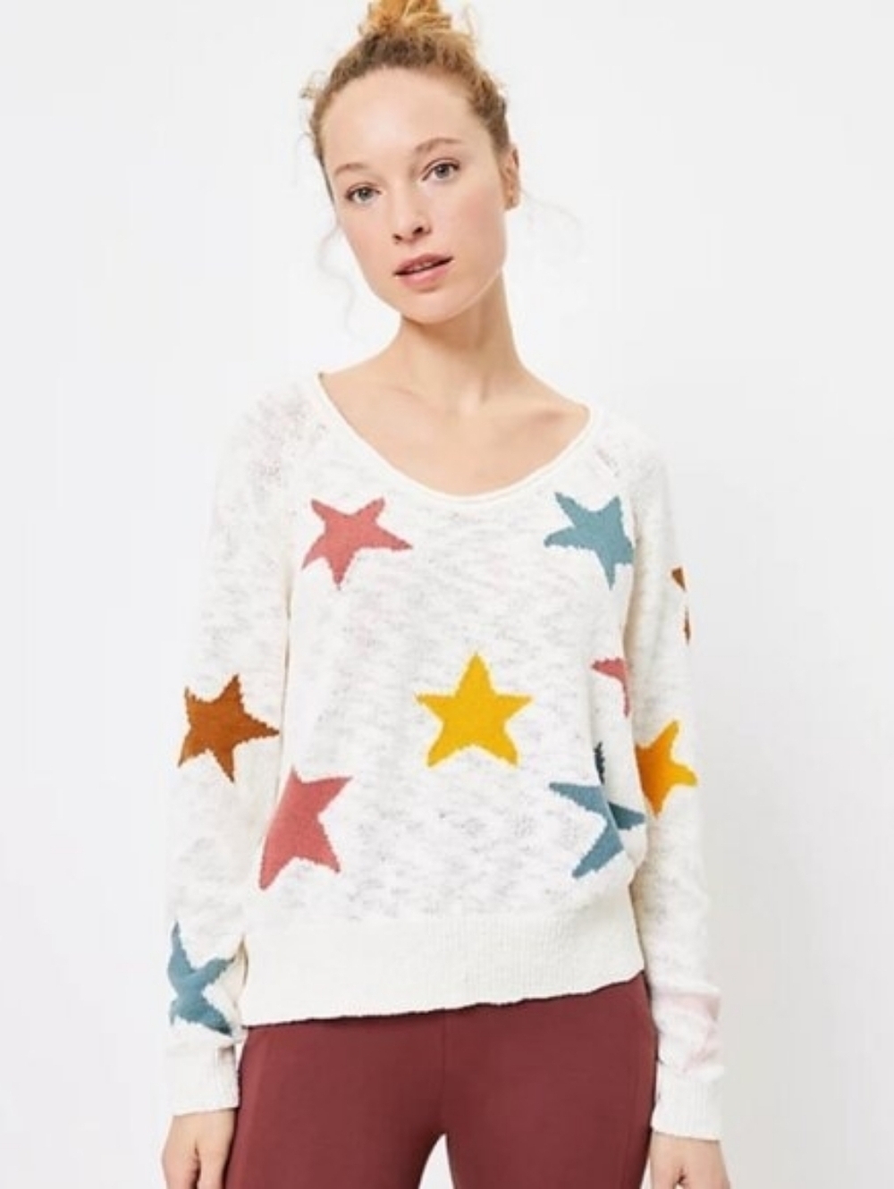 Lou & Grey Open Knit Star Sweater Size M